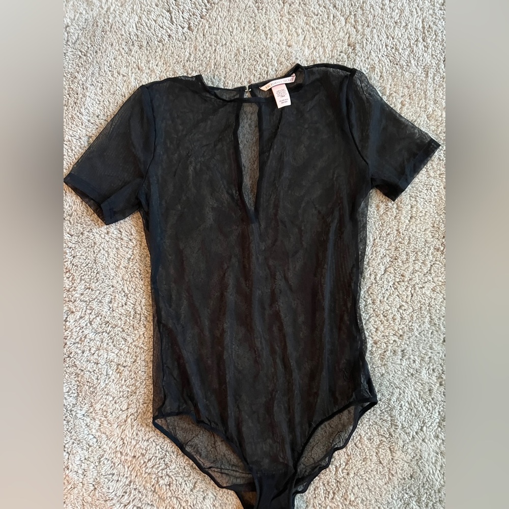 Victoria’s Secret Sheer Mesh Open-Back Bodysuit - Black XS
